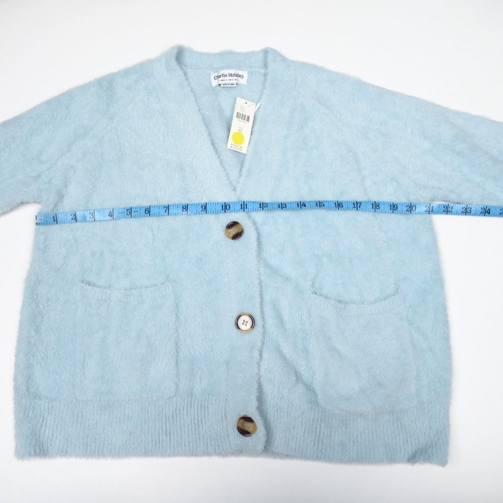 Anthropologie Charlie Holiday Miena Eyelash Cardigan Soft Sky Blue XS - Picture 4 of 8